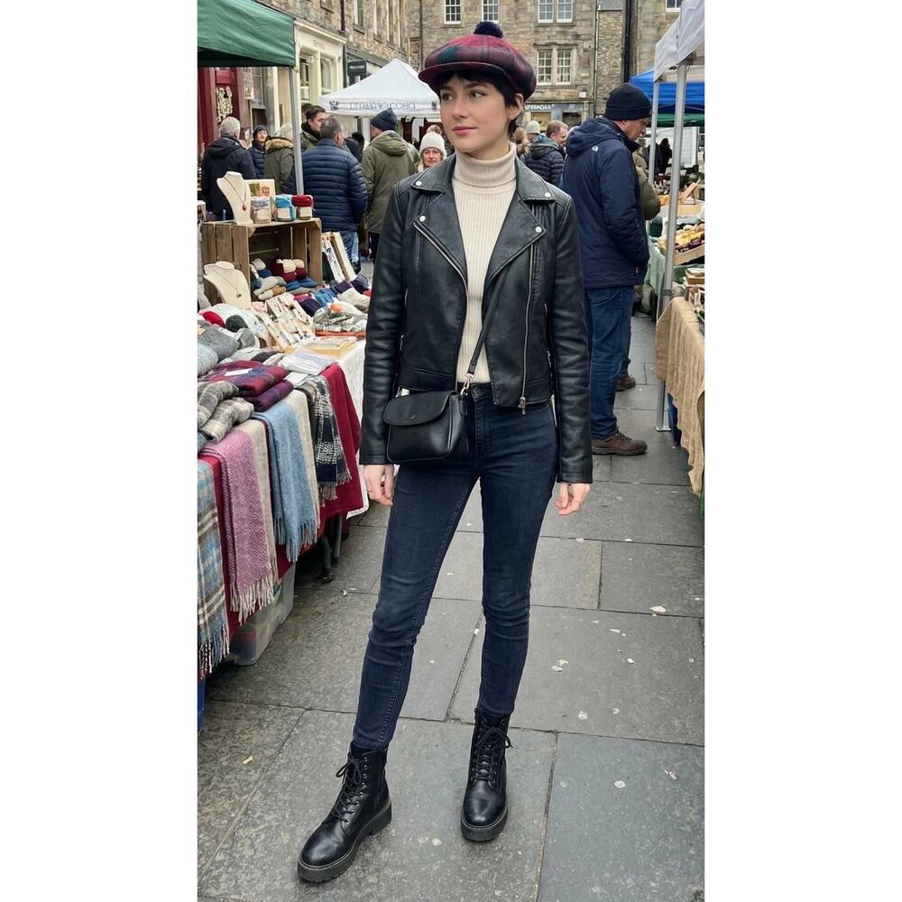 VTG Tartan wool newsboy cap / tam with pom — made in Ireland by Jonathan Richard